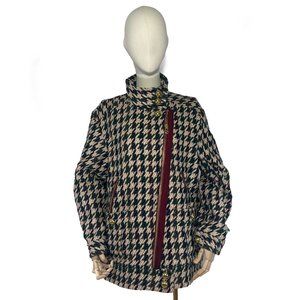 VERONICA BEARD multicolor houndstood asymetrical coat jacket sz S